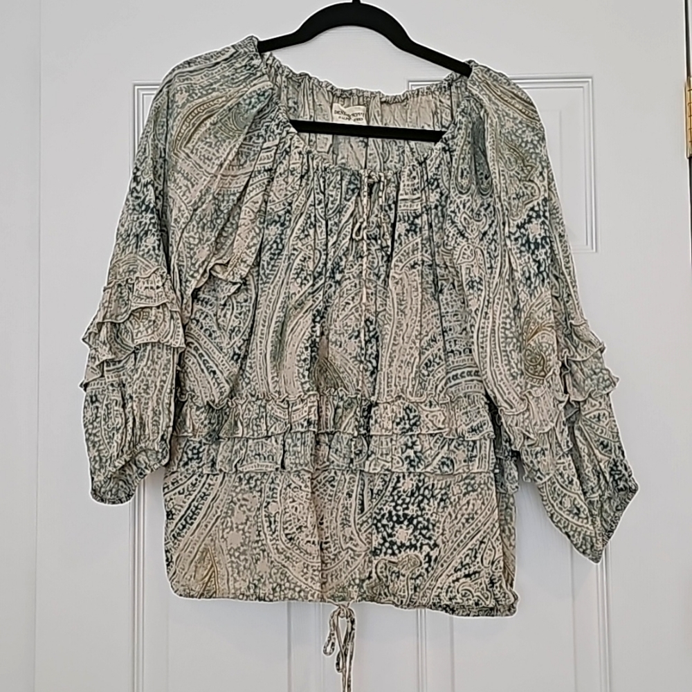 Ralph Lauren Denim & Supply Boho Teal and Cream Shirt/Blouse